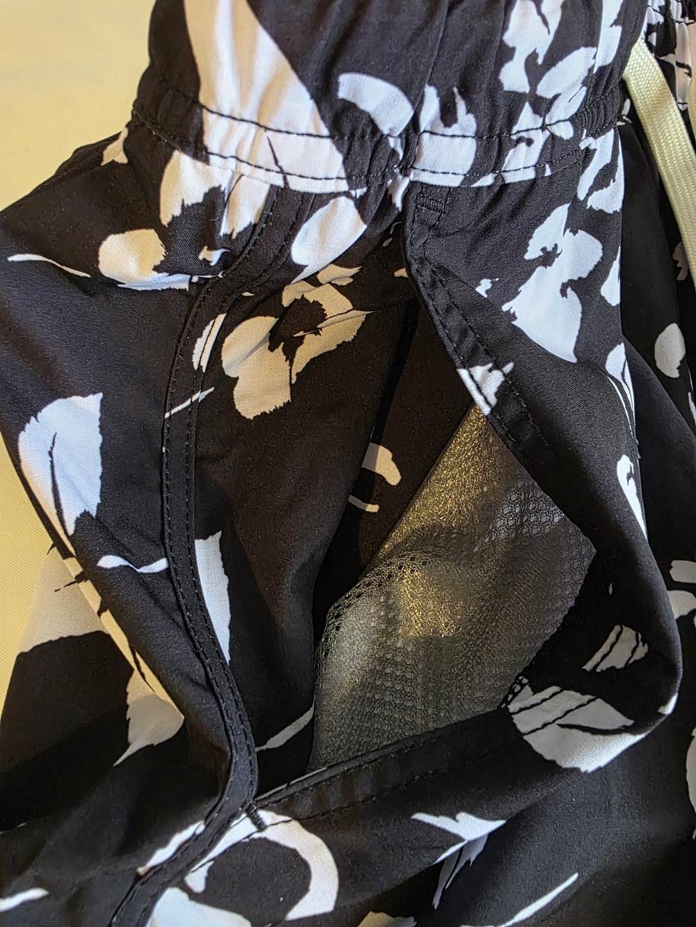 Fair Harbor Black Floral Hybrid Swim Shorts with White Drawstring - Picture 6 of 7